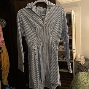 Abercrombie & Fitch Blue and White Striped Shirt